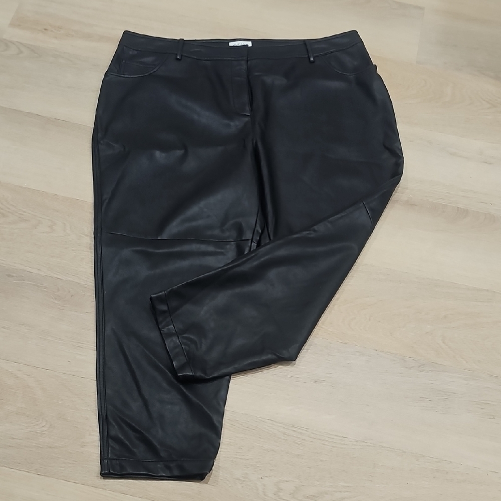Plus Size 20 Hudson North Pleather Black Ankle Dress Pants